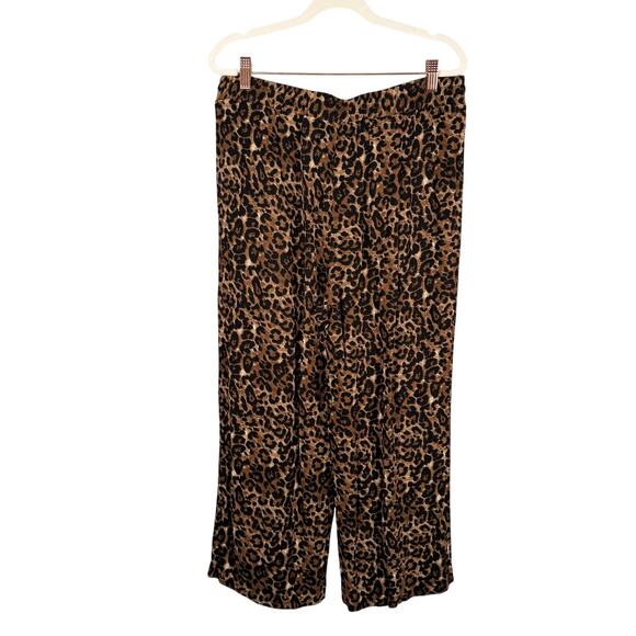 Robert Louis Pants Womens Large Brown Black Animal Print Rayon Pull-on Capri - Picture 4 of 9